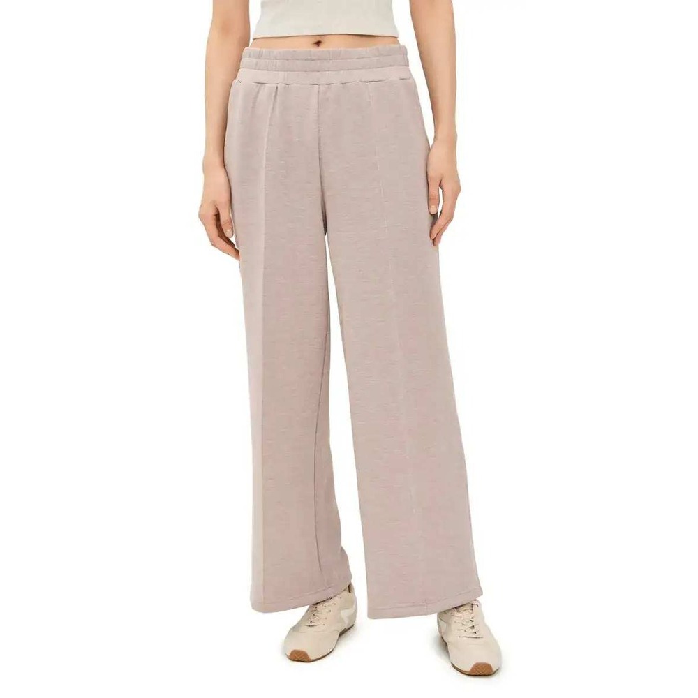 Varley DoubleSoft Wide Leg Pant Taupe Tan Pintuck Sweatpants VAR02105 Size XL